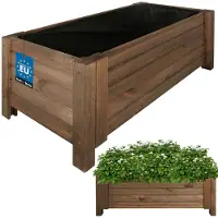 KOTARBAU Houten Plantenbak, Kiefernhout, 79 x 39 x 30 cm, Bruin, Houten Bloembak, Plantenbak voor Buiten, met Vlies, voor Tuin, Terras, Balkon