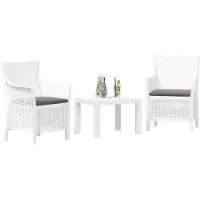 vidaXL Lounge-set, 3 stuks, wit, PP-kunststof