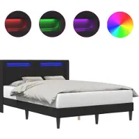 vidaXL Bedframe met LED-stripverlichting Zwart 120 x 190 cm Kunstleer