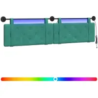 vidaXL Hangend hoofdbord Met LED-verlichting Turquoise Fluweel