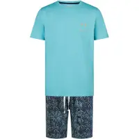 Phil&Co. Pyjama kort ' Classics ' turquoise / donkerblauw