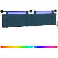 vidaXL Hangend hoofdbord Met LED-verlichting Blauw Fluweel