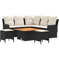 vidaXL Meubelsets met kussen 6 pcs Zwart en Crème PE Riet