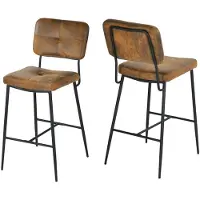 Meubles Cosy Set van 2 industriële barkrukken met rugleuningen van imitatie-suède – INDEPENDENCE