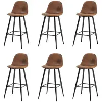 Meubles Cosy Set van 6 industriële barkrukken met rugleuningen van imitatie-suède – CHARLTON BAR