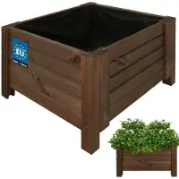 KOTARBAU Houten Plantenbak, Kiefernhout, 50 x 50 x 30 cm, Bruin, Houten Bloembak, Plantenbak voor Buiten, met Vlies, voor Tuin, Terras, Balkon