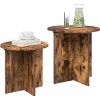 vidaXL Bijzettafelset 2 pcs Gerookte Eik Geconstrueerd hout
