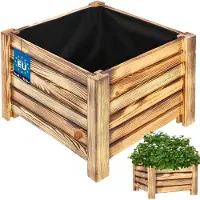 KOTARBAU Houten Plantenbak, Kiefernhout, 38 x 38 x 30 cm, Rustiek, Houten Bloembak, Plantenbak voor Buiten, met Vlies, voor Tuin, Terras, Balkon