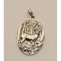 925 Zilveren hanger hert in de bossen - mooie zilveren hanger wilde hert - dieren hals hangertje van zilver - leuke wilde dieren kettinghanger van zilver - silver pendant deer