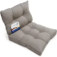 Beautissu Set Loungekussen Outdoor †“ Zitkussen 70x70 cm & rugkussen 70x40 cm †“ Weerbestendig Vlekwerend Kussens voor Tuinmeubelen voor Tuinmeubelen Loungekussens Outdoor Zitkussens Lichtgrijs