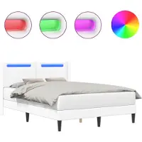 vidaXL Bedframe met LED-stripverlichting Wit 120 x 190 cm Kunstleer