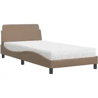 vidaXL Bed met matras "Dover" kunstleer cappuccinokleurig 100x200 cm