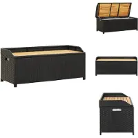 vidaXL Zitbank met opbergruimte, 120 cm, polyrotan, zwart - Tuinbanken