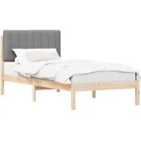 vidaXL Bedframe met Gevoerde Hoofdbord Natuurlijk en Licht Grijs