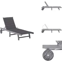 vidaXL Ligbed - Ligstoel - Ligbedden - Ligstoelen - Ligbed met kussen massief acaciahout grijs