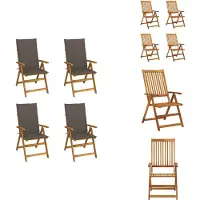 vidaXL Tuinstoel - Tuinstoelen - Tuin Stoel - Tuin Stoelen - Tuinstoelen 4 st verstelbaar met kussens massief acaciahout