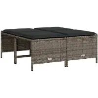 vidaXL Tuinkrukken met kussens 4 st poly rattan grijs