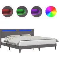 vidaXL Bedframe met LED-stripverlichting Grijs 180 x 200 cm Kunstleer