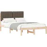 vidaXL Bedframe met Gevoerde Hoofdbord Natuurlijk en Taupe