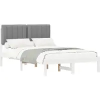 vidaXL Bedframe met Gevoerde Hoofdbord Wit en Lichtgrijs 120 x 200 cm