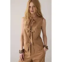 Summum Woman Gilet Cotton Stretch Peanut Size: 32 | Vests Outlet | Dames | Bruin