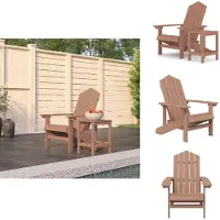 vidaXL Tuinstoel - Tuinstoelen - Terrasstoel - Tuintafel - Tuinstoel Adirondack met tafel HDPE bruin