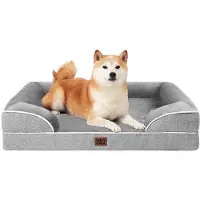 OEM Orthopedisch hondenbed voor grote honden, 91x68x15 cm. Hondenbed van traagmateriaal, geschikt voor middelgrote honden. Wasbaar hondenbankje, waterbestendig, antislip. Hondenbankje met hoge rand, grijs