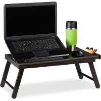 OEM Bamboe laptoptafel met lade en opvouwbaar systeem - 25x60x35 cm - donkerbruin