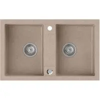Sapho Dubbel graniet spoelbak, 78x48cm, beige