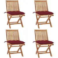vidaXL Tuinstoelen 4 st inklapbaar met kussens massief teakhout