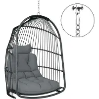 Outsunny Rattan Schommelstoel Staal, PE Rattan 74L x 68B x 105H cm Donkergrijs