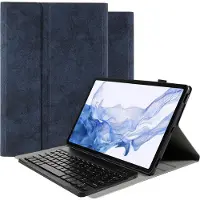 Just in Case tablet Hoes met Toetsenbord geschikt voor Samsung Galaxy Tab S8 Plus - QWERTY Bluetooth Keyboard Case - Vintage Blauw