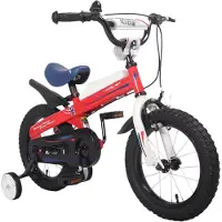 Happiq Kinderfiets – Voor kinderen van 2-4 jaar – Met zijwieltjes en Klinghandrem – Rood, 30 cm
