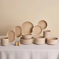 Karaca Terra 36-Delig Servieset – Creme – 8 Personen – Stoneware Dinerset – Dinerborden, Kommen en Dessertborden