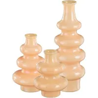 Mica Decorations Bloemenvaas Sira - 3x - glas - beige - 3 maten - vaas - sierlijk model