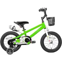Happiq Kinderfiets – Voor kinderen van 3-12 jaar – Met oplichtende zijwieltjes – Groen, 41 cm