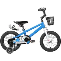 Happiq Kinderfiets – Voor kinderen van 3-12 jaar – Met oplichtende zijwieltjes – Blauw, 30 cm