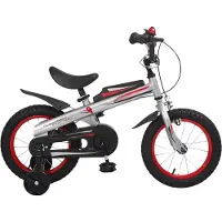 Happiq Kinderfiets – Voor kinderen van 2-4 jaar – Met zijwieltjes en Klinghandrem – Zilver, 41 cm