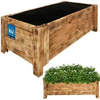 KOTARBAU Houten Plantenbak, Kiefernhout, 79 x 39 x 30 cm, Rustiek, Houten Bloembak, Plantenbak voor Buiten, met Vlies, voor Tuin, Terras, Balkon