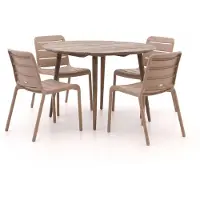 Forza furniture + 10% kassakorting | Forza Narni/ROUGH-K ø115cm dining tuinset 5-delig stapelbaar