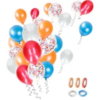 Partizzle® 50x Nederland Gekleurde Confetti Helium & Latex Ballonnen - Koningsdag - WK / EK Voetbal 2024 - Carnaval - Holland Feestartikelen Versiering - Oranje Rood Wit Blauw