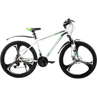 Happiq Mountainbike – Voor heren en dames – 18 versnellingen / 3 spaken / schijfremfiets – Aluminium / Wit / 66 cm