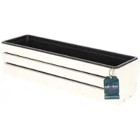 KOTARBAU Houten Plantenbak - Bloembak Hout - met Kunststof Inzetstuk - Balkonbak - 60 x 18 x 15 cm - Wit - voor Terras - Balkon - Deko Planten