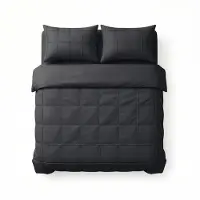 Sleeptime dekbedovertrek Check Pintuck - zwart - Microvezel - 200x220