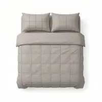 Sleeptime dekbedovertrek Check Pintuck - taupe - Microvezel - 200x220