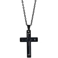 Akzent dames ketting met hanger Devin ankerketting, roestvrij staal, kruishanger, 43 + 5 cm