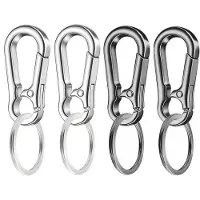 BOTC Sleutelhanger – 4 stuks sleutelring met karabijnhaak – sleutelorganizer voor mannen en vrouwen – Zwart & Zilver