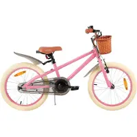Happiq Meisjesfiets – Voor kinderen – Met zijwieltjes, handrem, coasterrem en mandje – Roze, 46 cm