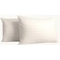 Y-NOT Kussenslopen Set - Hotel Stripe Satin Offwhite - 60x70 cm - 2-pack - Zachte Kussenhoezen voor Comfortabele Nachtrust