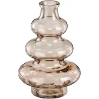 Mica Decorations Bloemenvaas Sira - transparant glas - beige - D14,5 x H22 cm - vaas - sierlijk model